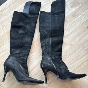 Donald J. Pliner Black Over the Knee Boots with Stiletto Heel